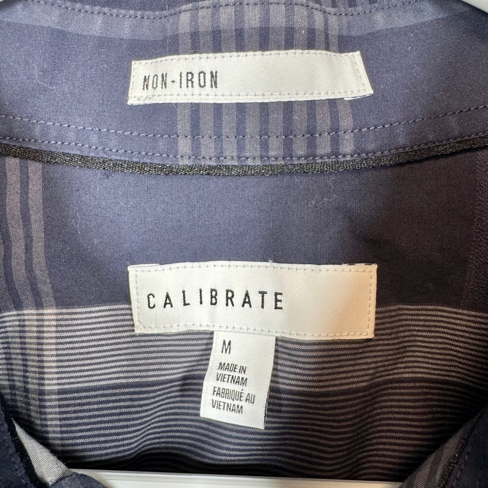 Calibrate Non-Iron Shirt Plaid Button Up Long Sleeve Modern Fit Blue Sz Medium - Picture 2 of 7